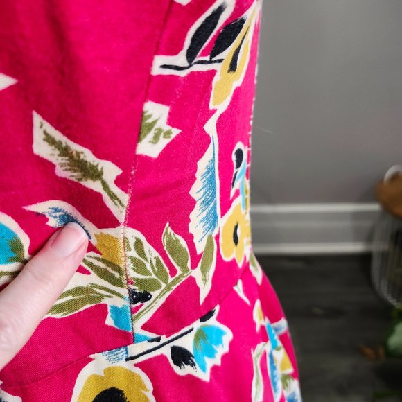 Vintage 1960's Pink Floral Sundress with Pockets - Picture 6 of 15